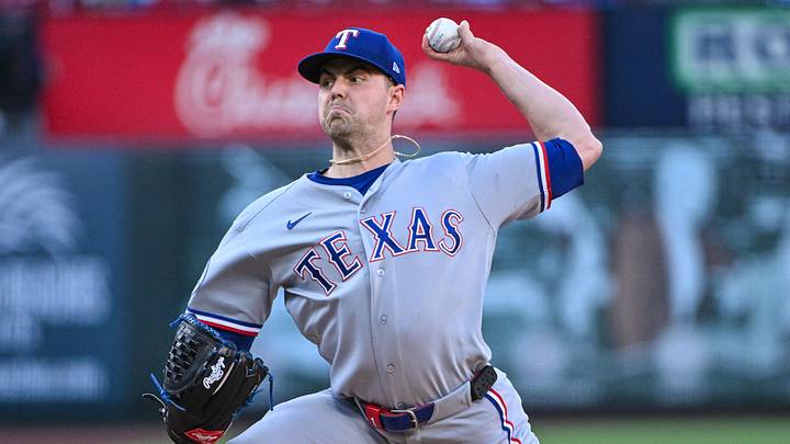Jun 3, 2026; St. Louis, Missouri, USA; Texas Rangers starting pitcher MacKenzie Gore (1) pitches against the St. Louis Cardinals during the first inning at Busch Stadium. Mandatory Credit: Jeff Curry-Imagn Images Jun 3, 2026; St. Louis, Missouri, USA; Texas Rangers starting pitcher MacKenzie Gore (1) pitches against the St. Louis Cardinals during the first inning at Busch Stadium. Mandatory Credit: Jeff Curry-Imagn Images
