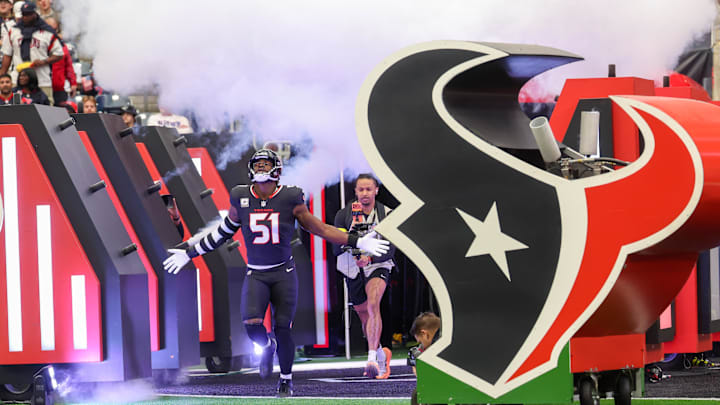 Nov 9, 2025; Houston, Texas, USA; Houston Texans defensive end Will Anderson Jr. (51) is introduced before playing against the Jacksonville Jaguars at NRG Stadium. Mandatory Credit: Thomas Shea-Imagn Images