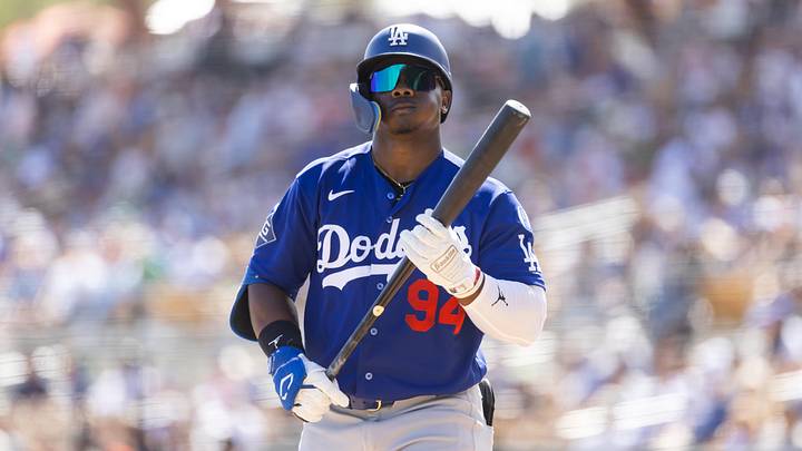 Mar 14, 2026; Phoenix, Arizona, USA; Los Angeles Dodgers outfielder Zyhir Hope against the Chicago White Sox during a spring training game at Camelback Ranch-Glendale. Mandatory Credit: Mark J. Rebilas-Imagn Images Mar 14, 2026; Phoenix, Arizona, USA; Los Angeles Dodgers outfielder Zyhir Hope against the Chicago White Sox during a spring training game at Camelback Ranch-Glendale. Mandatory Credit: Mark J. Rebilas-Imagn Images
