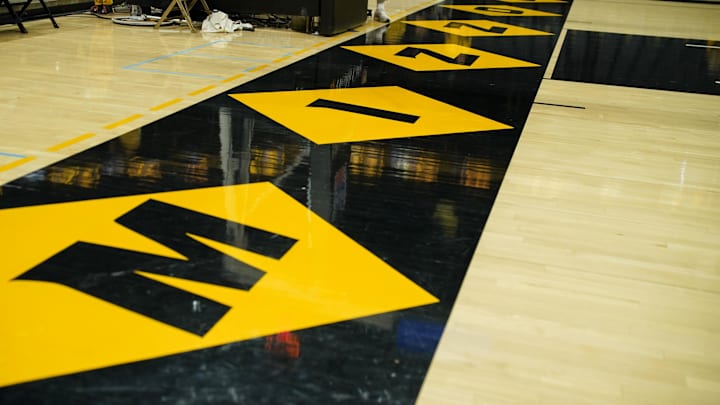 Dec 3, 2023; Columbia, Missouri, USA; A general view of the end court logo prior to a game between the Missouri Tigers and Wichita State Shockers at Mizzou Arena. Mandatory Credit: Denny Medley-Imagn Images Dec 3, 2023; Columbia, Missouri, USA; A general view of the end court logo prior to a game between the Missouri Tigers and Wichita State Shockers at Mizzou Arena. Mandatory Credit: Denny Medley-Imagn Images