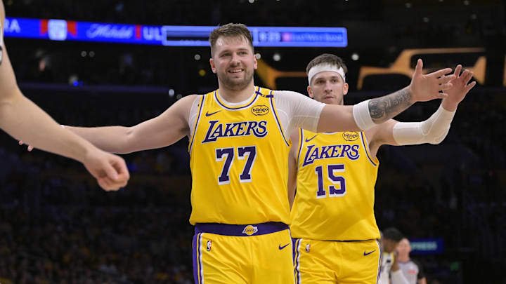 Luka Doncic had 14 points in his debut for the Los Angeles Lakers. Luka Doncic had 14 points in his debut for the Los Angeles Lakers.