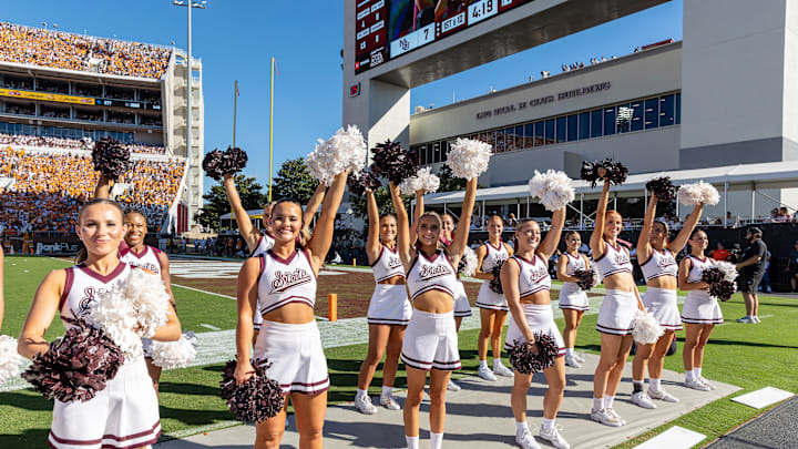 Sep 27, 2025; Starkville, Mississippi, USA; Mississippi State Bulldogs cheer team during the first half against the Tennessee Volunteers at Davis Wade Stadium at Scott Field. Mandatory Credit: Wesley Hale-Imagn Images