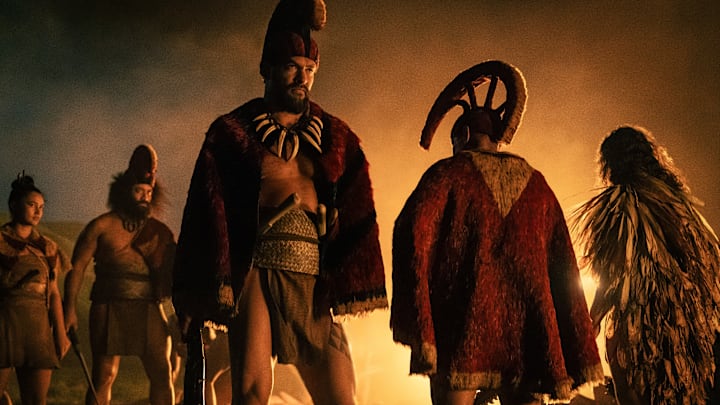 Jason Momoa in "Chief of War," premiering August 1, 2025 on Apple TV+