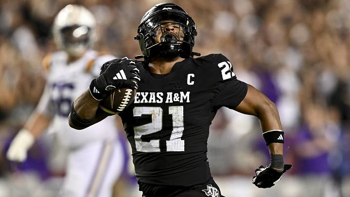 Oct 26, 2024; College Station, Texas, USA; Texas A&M Aggies linebacker Taurean York (21) reacts after catching the ball for an interception in the fourth quarter against the LSU Tigers at Kyle Field. Oct 26, 2024; College Station, Texas, USA; Texas A&M Aggies linebacker Taurean York (21) reacts after catching the ball for an interception in the fourth quarter against the LSU Tigers at Kyle Field.
