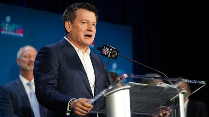 Michael Bidwill, Arizona Cardinals owner, speaks during a news conference for the winning coach and