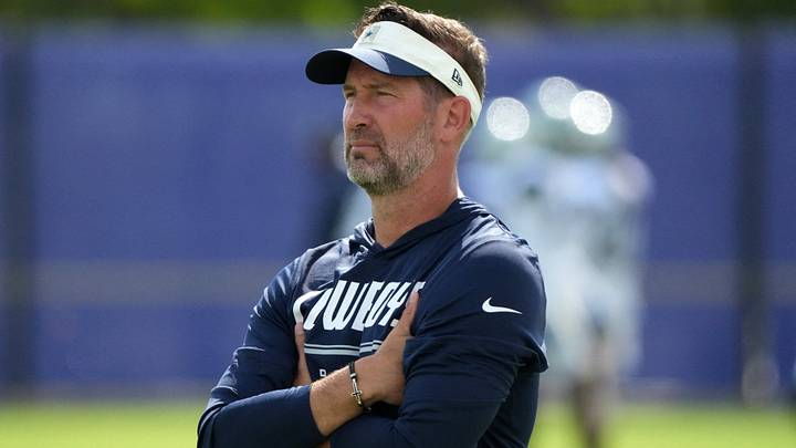Dallas Cowboys head coach Brian Schottenheimer reacts during a joint practice against the Los Angeles Rams. Dallas Cowboys head coach Brian Schottenheimer reacts during a joint practice against the Los Angeles Rams.