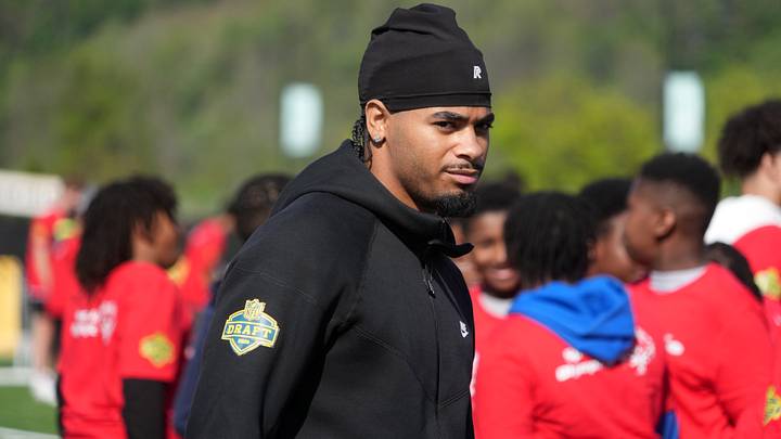 Apr 22, 2026; Pittsburgh, PA, USA; LSU Tigers defensive back Mansoor Delane during the NFL Draft prospects clinic at Hazelwood Green Park. Mandatory Credit: Kirby Lee-Imagn Images Apr 22, 2026; Pittsburgh, PA, USA; LSU Tigers defensive back Mansoor Delane during the NFL Draft prospects clinic at Hazelwood Green Park. Mandatory Credit: Kirby Lee-Imagn Images