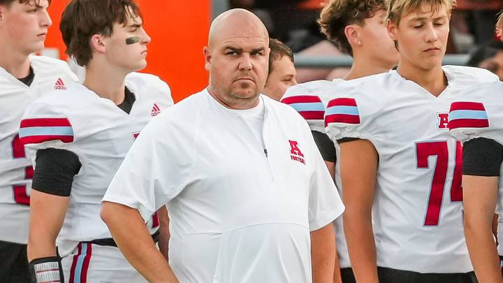 Arrowhead football head coach Matt Harris looks on from the sidelines during the top-five showdown with Catholic Memorial, Sept. 3, 2026. Arrowhead football head coach Matt Harris looks on from the sidelines during the top-five showdown with Catholic Memorial, Sept. 3, 2026.