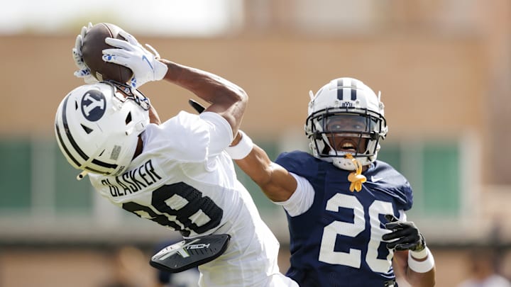 BYU wide receiver Legend Glasker at Spring Camp