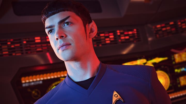 Pictured: Ethan Peck as Spock of the Paramount+ original series STAR TREK: STRANGE NEW WORLDS. Photo Cr: James Dimmock/Paramount+ ©2022 CBS Studios Inc. All Rights Reserved.