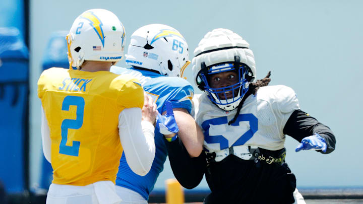 Los Angeles Rams & Los Angeles Chargers Joint Practice, Larrell Murchison, Brent Laing, Easton Stick