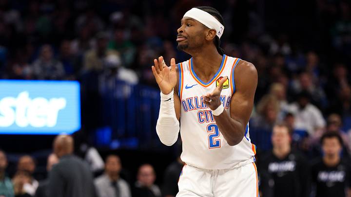 Mar 17, 2026; Orlando, Florida, USA; Oklahoma City Thunder guard Shai Gilgeous-Alexander (2) reacts after making a basket against the Orlando Magic in the fourth quarter at Kia Center. Mandatory Credit: Nathan Ray Seebeck-Imagn Images Mar 17, 2026; Orlando, Florida, USA; Oklahoma City Thunder guard Shai Gilgeous-Alexander (2) reacts after making a basket against the Orlando Magic in the fourth quarter at Kia Center. Mandatory Credit: Nathan Ray Seebeck-Imagn Images