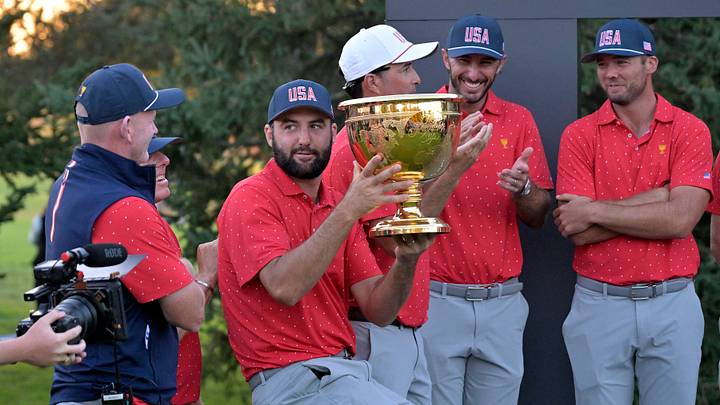 Scottie Scheffler (center) and the U.S. have dominated the Presidents Cup. Scottie Scheffler (center) and the U.S. have dominated the Presidents Cup.