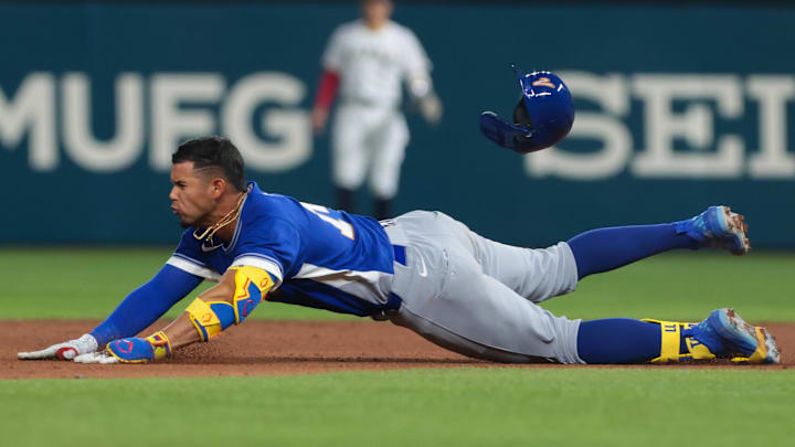 Mar 14, 2026; Miami, FL, United States; Venezuela shortstop Ezequiel Tovar (14) steals second base against the Japan in the eighth inning during a quarterfinal game of the 2026 World Baseball Classic at loanDepot Park. Mandatory Credit: Sam Navarro-Imagn Images Mar 14, 2026; Miami, FL, United States; Venezuela shortstop Ezequiel Tovar (14) steals second base against the Japan in the eighth inning during a quarterfinal game of the 2026 World Baseball Classic at loanDepot Park. Mandatory Credit: Sam Navarro-Imagn Images