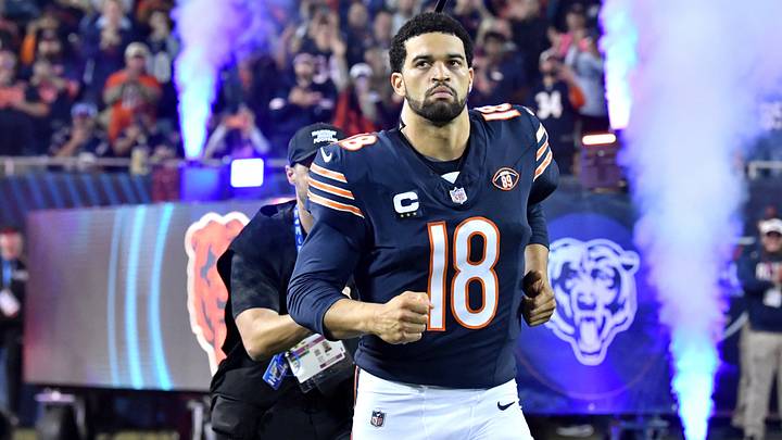 Oct 22, 2026; Chicago, Illinois, USA; Chicago Bears quarterback Caleb Williams (18) takes the field prior to the game against the New England Patriots at Soldier Field. Mandatory Credit: Patrick Gorski-Imagn Images Oct 22, 2026; Chicago, Illinois, USA; Chicago Bears quarterback Caleb Williams (18) takes the field prior to the game against the New England Patriots at Soldier Field. Mandatory Credit: Patrick Gorski-Imagn Images
