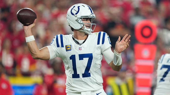 Sep 20, 2026; Kansas City, Missouri, USA; Indianapolis Colts quarterback Daniel Jones (17) passes the ball against the Kansas City Chiefs during the fourth quarter at GEHA Field at Arrowhead Stadium. Mandatory Credit: Jay Biggerstaff-Imagn Images Sep 20, 2026; Kansas City, Missouri, USA; Indianapolis Colts quarterback Daniel Jones (17) passes the ball against the Kansas City Chiefs during the fourth quarter at GEHA Field at Arrowhead Stadium. Mandatory Credit: Jay Biggerstaff-Imagn Images