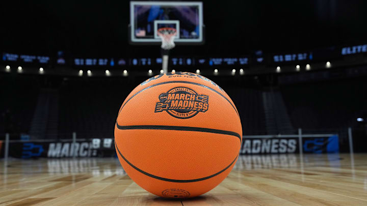 Mar 27, 2023; Seattle, WA, USA; A general overall view of a Wilson official basketball with Elite 8