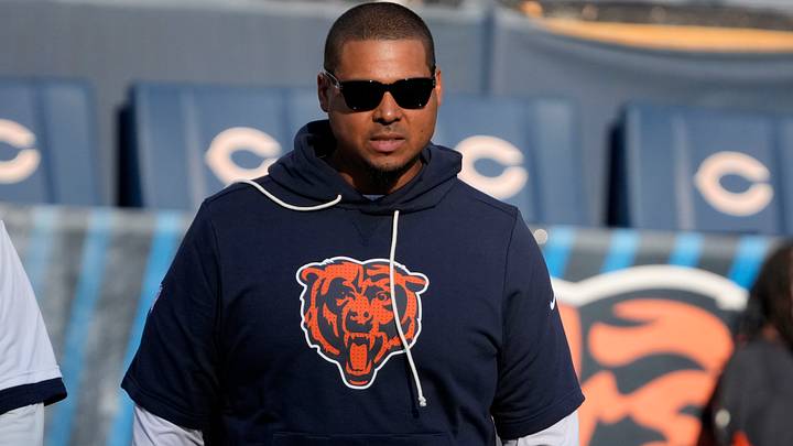 Chicago Bears general manager Ryan Poles before the game at Soldier Field. Mandatory Credit: David Banks-Imagn Images Chicago Bears general manager Ryan Poles before the game at Soldier Field. Mandatory Credit: David Banks-Imagn Images