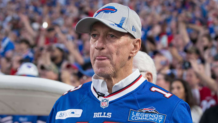 Sep 19, 2022: Former Buffalo Bills former quarterback Jim Kelly at Highmark Stadium.