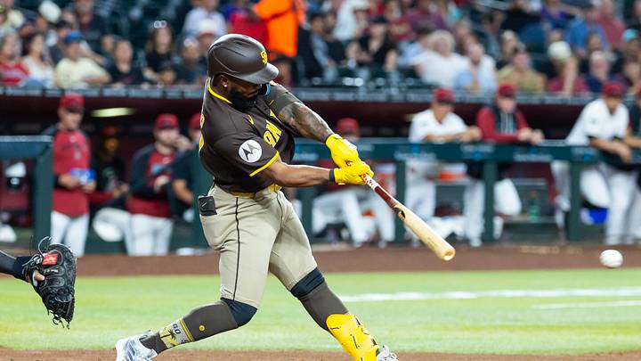 Aug 4, 2026; Phoenix, Arizona, USA; San Diego Padres third baseman Luis Rengifo against the Arizona Diamondbacks at Chase Field. Mandatory Credit: Mark J. Rebilas-Imagn Images