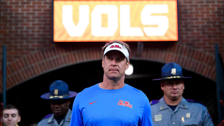 Mississippi Head Coach Lane Kiffin returns to Neyland Stadium before an SEC football game between Tennessee and Ole Miss in Knoxville, Tenn. on Saturday, Oct. 16, 2021.

Kns Tennessee Ole Miss Football