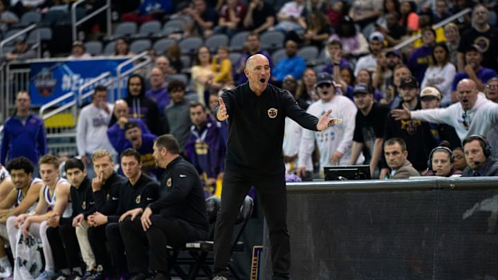 Minnesota State Head Coach Matt Margenthaler calls out as the Minnesota State Mavericks play the Nova Southeastern Sharks during the 2024 NCAA DII Men’s Basketball Championship at Ford Center in Evansville, Ind., Saturday, March 30, 2024. Minnesota State Head Coach Matt Margenthaler calls out as the Minnesota State Mavericks play the Nova Southeastern Sharks during the 2024 NCAA DII Men’s Basketball Championship at Ford Center in Evansville, Ind., Saturday, March 30, 2024.