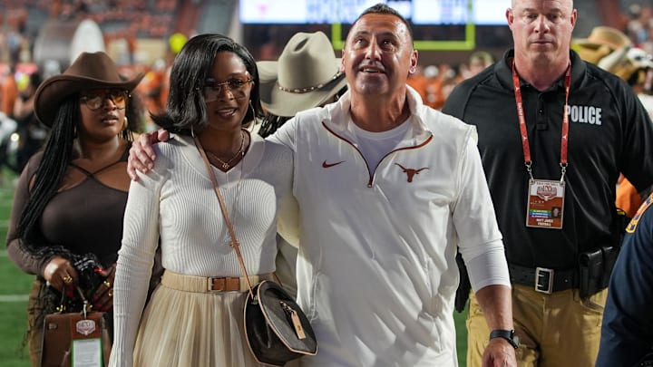 Texas Longhorns head coach Steve Sarkisian and his wife Loreal Sarkisian. Texas Longhorns head coach Steve Sarkisian and his wife Loreal Sarkisian.