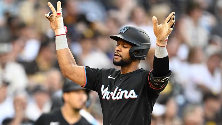 Sep 19, 2026; San Diego, California, USA; Miami Marlins shortstop Otto Lopez (6) looks skyward after hitting a two-run home run during the second inning against the San Diego Padres at Petco Park. Mandatory Credit: Denis Poroy-Imagn Images Sep 19, 2026; San Diego, California, USA; Miami Marlins shortstop Otto Lopez (6) looks skyward after hitting a two-run home run during the second inning against the San Diego Padres at Petco Park. Mandatory Credit: Denis Poroy-Imagn Images