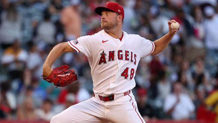 Aug 15, 2026; Anaheim, California, USA; Los Angeles Angels pitcher Reid Detmers (48) pitches during the first inning against the Kansas City Royals at Angel Stadium. Mandatory Credit: Kiyoshi Mio-Imagn Images Aug 15, 2026; Anaheim, California, USA; Los Angeles Angels pitcher Reid Detmers (48) pitches during the first inning against the Kansas City Royals at Angel Stadium. Mandatory Credit: Kiyoshi Mio-Imagn Images