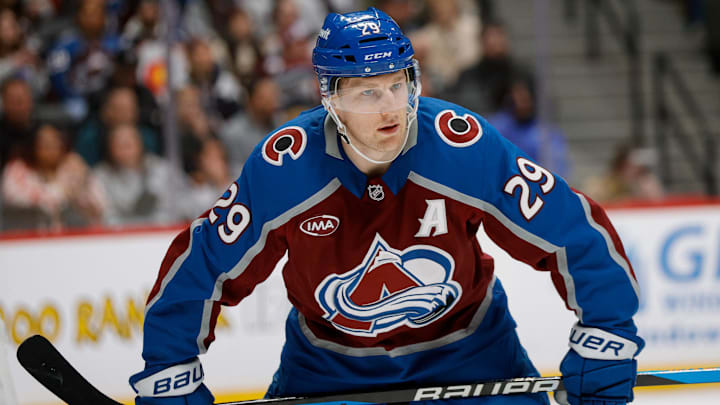 Dec 11, 2025; Denver, Colorado, USA; Colorado Avalanche center Nathan MacKinnon (29) in the first period against the Florida Panthers at Ball Arena. Mandatory Credit: Isaiah J. Downing-Imagn Images Dec 11, 2025; Denver, Colorado, USA; Colorado Avalanche center Nathan MacKinnon (29) in the first period against the Florida Panthers at Ball Arena. Mandatory Credit: Isaiah J. Downing-Imagn Images