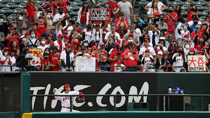 Sep 26, 2021; Anaheim, California, USA;  Shohei Ohtani, LA Angels