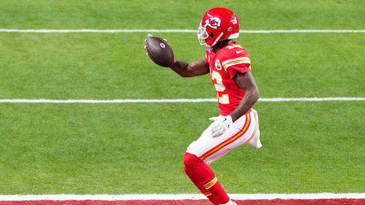 Mecole Hardman had three catches for 57 yards and a TD in the Super Bowl win