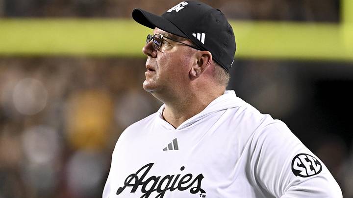 Texas A&M Aggies head coach Mike Elko watches the replay in the third quarter against the LSU Tigers at Kyle Field. Texas A&M Aggies head coach Mike Elko watches the replay in the third quarter against the LSU Tigers at Kyle Field.