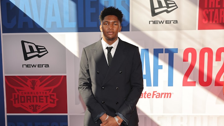 Jun 25, 2025; Brooklyn, NY, USA; Derik Queen arrives before the first round of the 2025 NBA Draft at Barclays Center. Mandatory Credit: Brad Penner-Imagn Images