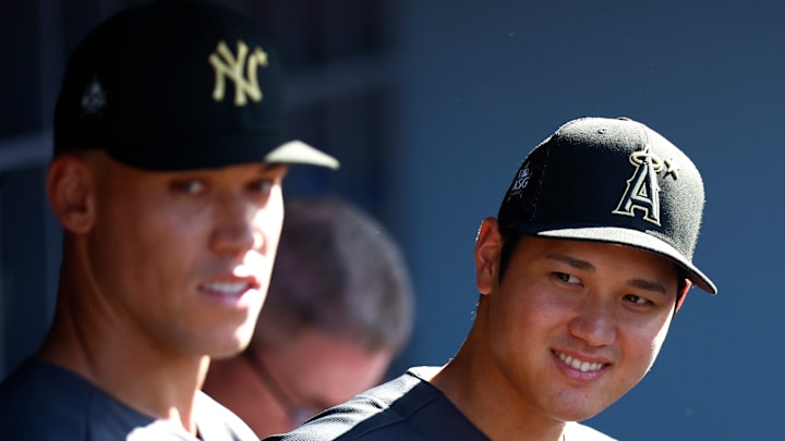 Aaron Judge and Shohei Ohtani share the dugout at the 92nd MLB All-Star Game in 2022