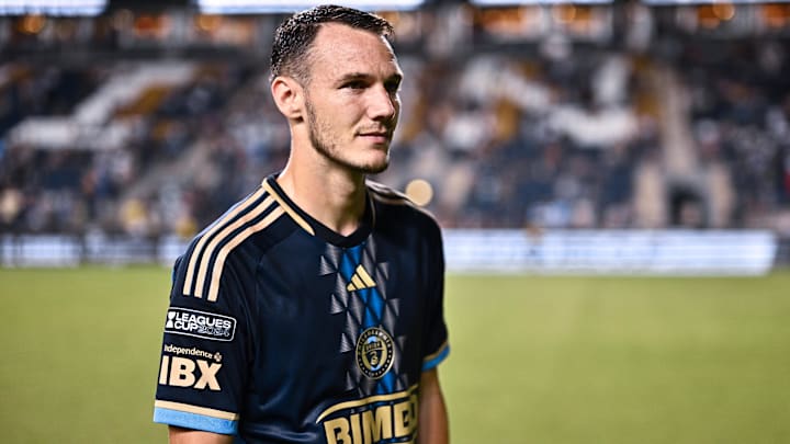 Jul 27, 2024; Chester, Pennsylvania, USA; Philadelphia Union midfielder Daniel Gazdag (10) looks on after the game against Charlotte FC at Subaru Park. Mandatory Credit: Kyle Ross-USA TODAY Sports