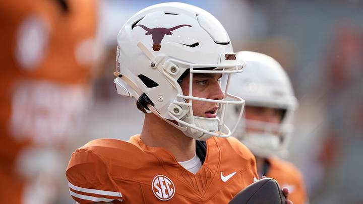 Texas Longhorns quarterback Arch Manning (16) warms up before the game against the Texas-San Antonio Roadrunners at Texas at Darrell K Royal-Texas Memorial Stadium. Texas Longhorns quarterback Arch Manning (16) warms up before the game against the Texas-San Antonio Roadrunners at Texas at Darrell K Royal-Texas Memorial Stadium.