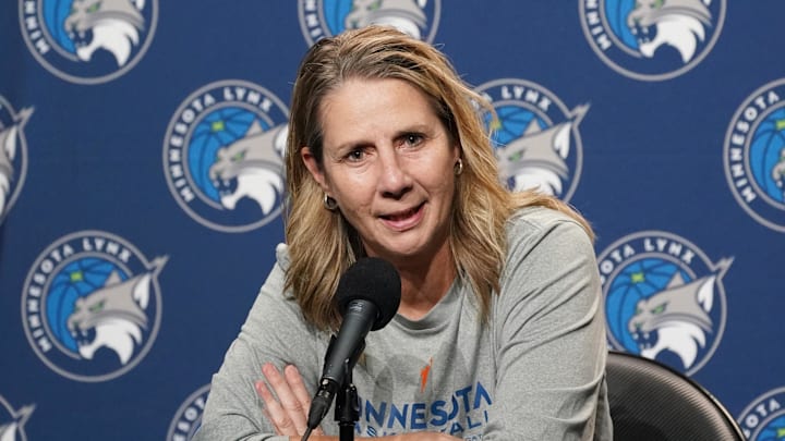 Minnesota Lynx head coach Cheryl Reeve addresses the media before the game against the Golden State Valkyries at Chase Center. 