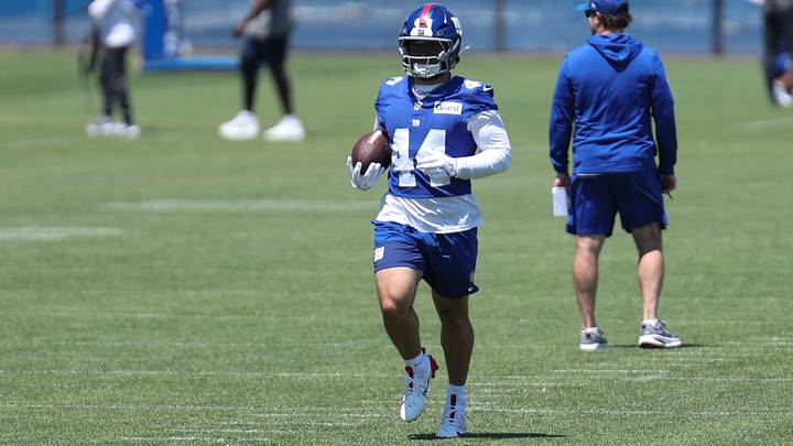 Jun 9, 2026; East Rutherford, NJ, USA; New York Giants running back Cam Skattebo (44) participates in drills during the minicamp activities at Quest Diagnostics Center. Mandatory Credit: Thomas Salus-Imagn Images Jun 9, 2026; East Rutherford, NJ, USA; New York Giants running back Cam Skattebo (44) participates in drills during the minicamp activities at Quest Diagnostics Center. Mandatory Credit: Thomas Salus-Imagn Images