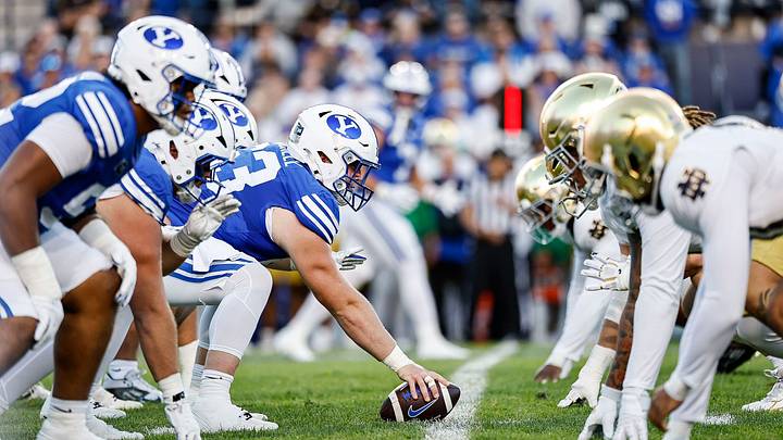 BYU Football offensive line against Notre Dame BYU Football offensive line against Notre Dame