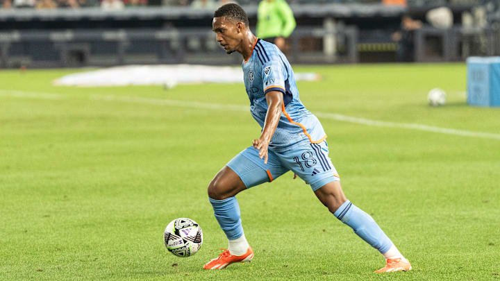 Christian McFarlane (18) of NYCFC in action during the...