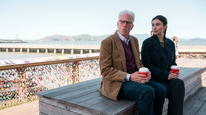 A Man on the Inside. (L to R) Ted Danson as Charles, Lilah Richcreek Estrada as Julie in episode 101 of A Man on the Inside. Cr. Colleen E. Hayes/Netflix © 2024
