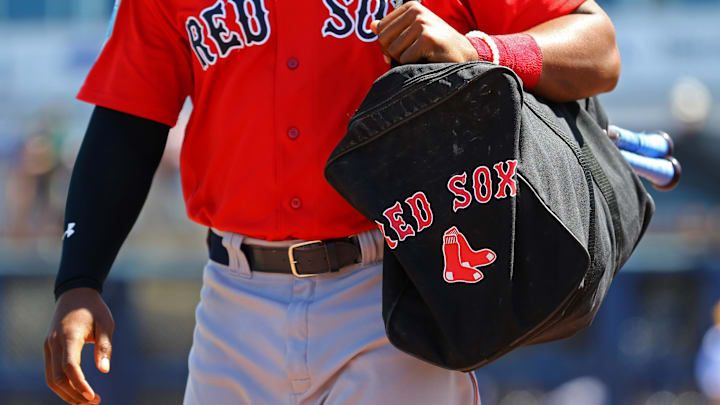 Mar 21, 2018; Port Charlotte, FL, USA; A view of a Red Sox baseball bag in the game of the Boston Red Sox against the Tampa Bay Rays at Charlotte Sports Park. Mandatory Credit: Aaron Doster-Imagn Images Mar 21, 2018; Port Charlotte, FL, USA; A view of a Red Sox baseball bag in the game of the Boston Red Sox against the Tampa Bay Rays at Charlotte Sports Park. Mandatory Credit: Aaron Doster-Imagn Images