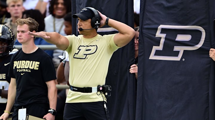 Ryan Walters is shown as the Purdue head coach in 2024. 
