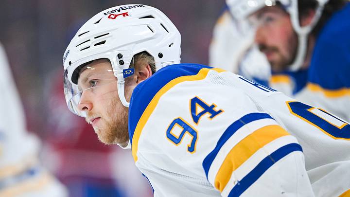May 16, 2026; Montreal, Quebec, CAN; Buffalo Sabres center Konsta Helenius (94) looks on during warm-up before the game against the Montreal Canadiens in game six of the second round of the 2026 Stanley Cup Playoffs at Bell Centre. Mandatory Credit: David Kirouac-Imagn Images May 16, 2026; Montreal, Quebec, CAN; Buffalo Sabres center Konsta Helenius (94) looks on during warm-up before the game against the Montreal Canadiens in game six of the second round of the 2026 Stanley Cup Playoffs at Bell Centre. Mandatory Credit: David Kirouac-Imagn Images