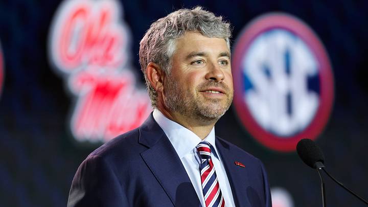 Ole Miss Rebels head coach Pete Golding speaks to the press during SEC Football Kickoff Media Day at the Tampa Marriott. Mandatory Credit: Nathan Ray Seebeck-Imagn Images Ole Miss Rebels head coach Pete Golding speaks to the press during SEC Football Kickoff Media Day at the Tampa Marriott. Mandatory Credit: Nathan Ray Seebeck-Imagn Images