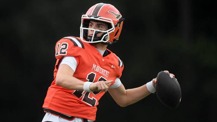 Mauldin Mavericks CJ Edwards (12) throws the ball during the SCHSL football game Friday, Aug. 28, 2026 against the Greenville Red Raiders at Mauldin High School in Mauldin, South Carolina. Greenville Red Raiders win 21-19. Mauldin Mavericks CJ Edwards (12) throws the ball during the SCHSL football game Friday, Aug. 28, 2026 against the Greenville Red Raiders at Mauldin High School in Mauldin, South Carolina. Greenville Red Raiders win 21-19.