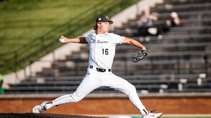 Wake Forest pitcher Evan Jones takes the mound for the Deacs against Western Carolina 