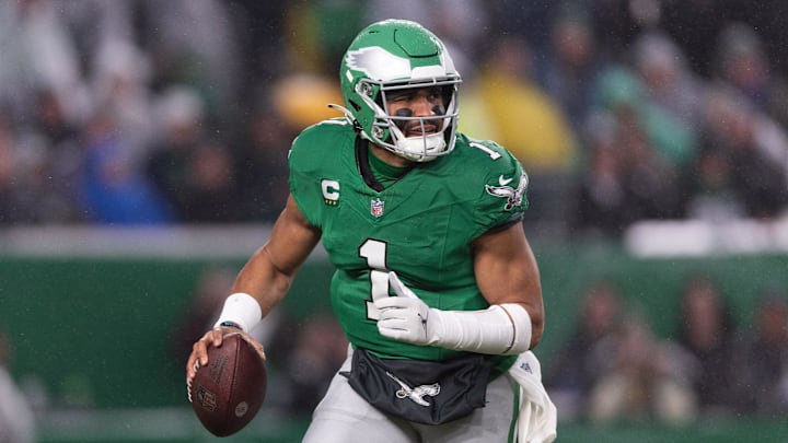 Nov 26, 2023; Philadelphia, Pennsylvania, USA; Philadelphia Eagles quarterback Jalen Hurts (1)