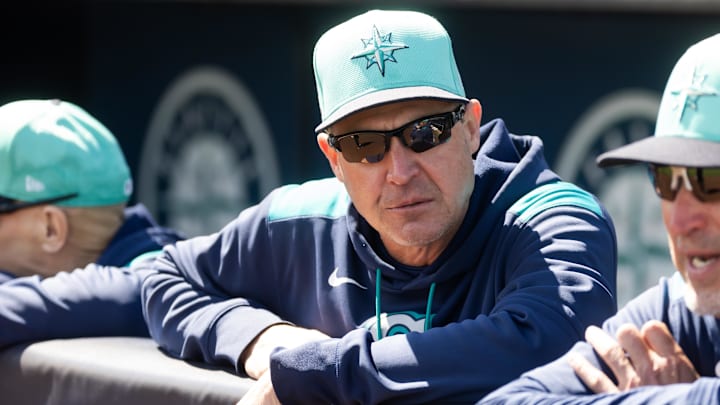Seattle Mariners manager Dan Wilson looks on during a spring training game against the San Diego Padres on March 15 at Peoria Sports Complex.